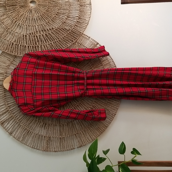 Midi length red tartan plaid dress size 10 - Picture 4 of 4